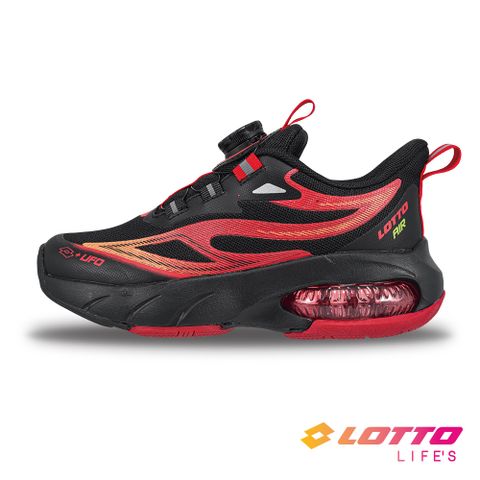 【LOTTO 義大利】童鞋 烈光UFO 飛碟氣墊跑鞋 (黑紅)