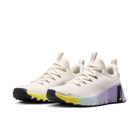【NIKE】W NIKE FREE METCON 6 SE 女鞋 訓練鞋 米白 紫色-HJ6214001