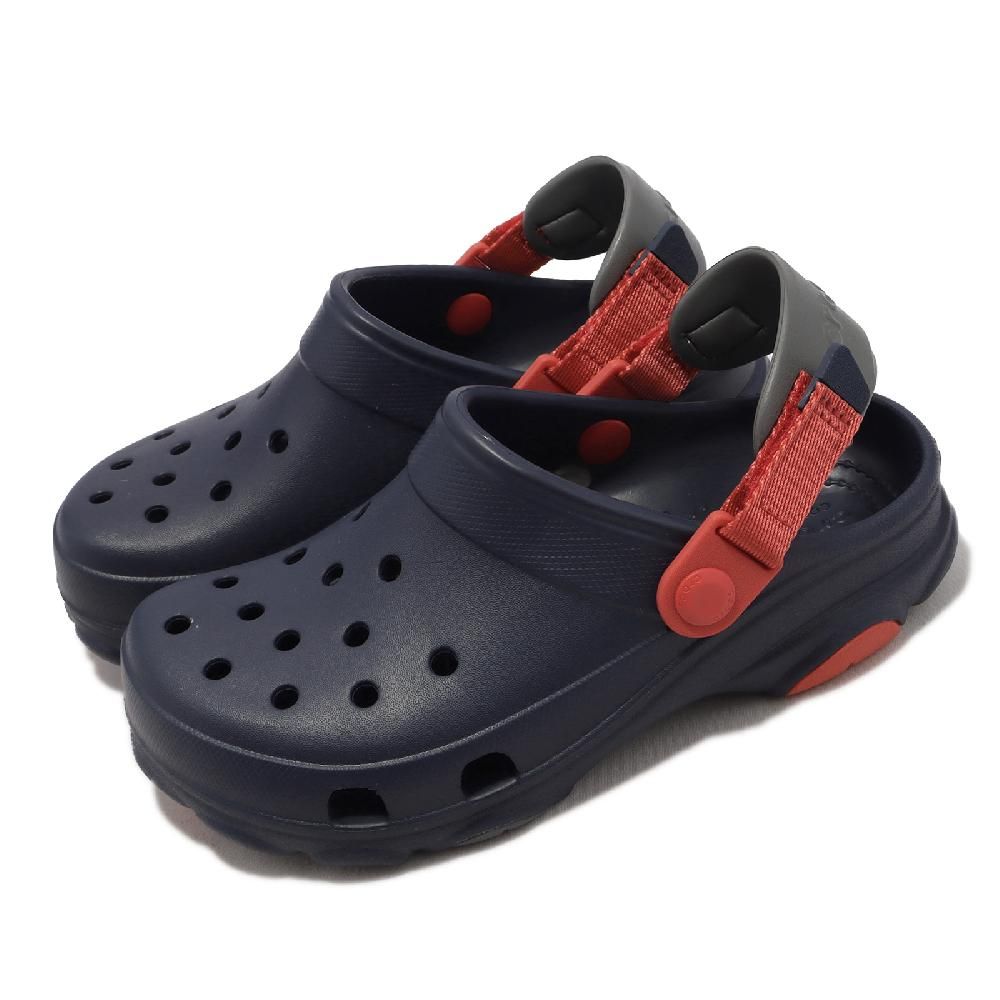 Crocs 洞洞鞋Classic All-Terrain Clog K 童鞋深藍紅布希鞋涼拖鞋卡駱