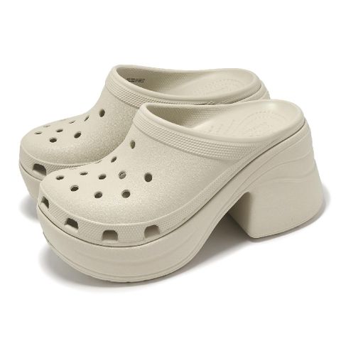 Crocs 卡駱馳 洞洞鞋 Siren Clog 女鞋 骨白色 人魚鞋克駱格 後底 增高 跟鞋 2085472Y2