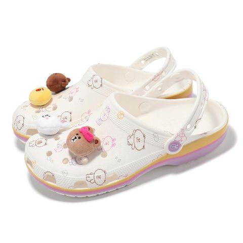 Crocs 卡駱馳 x Line Friends 洞洞鞋 Classic Clog 男鞋 女鞋 米黃 紫 聯名 209480100