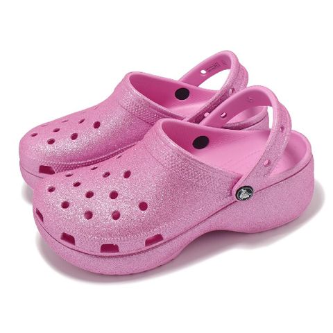 Crocs 卡駱馳 洞洞鞋 Classic Platform Glitter W 女鞋 小香粉 閃耀雲朵 厚底 2072416WY