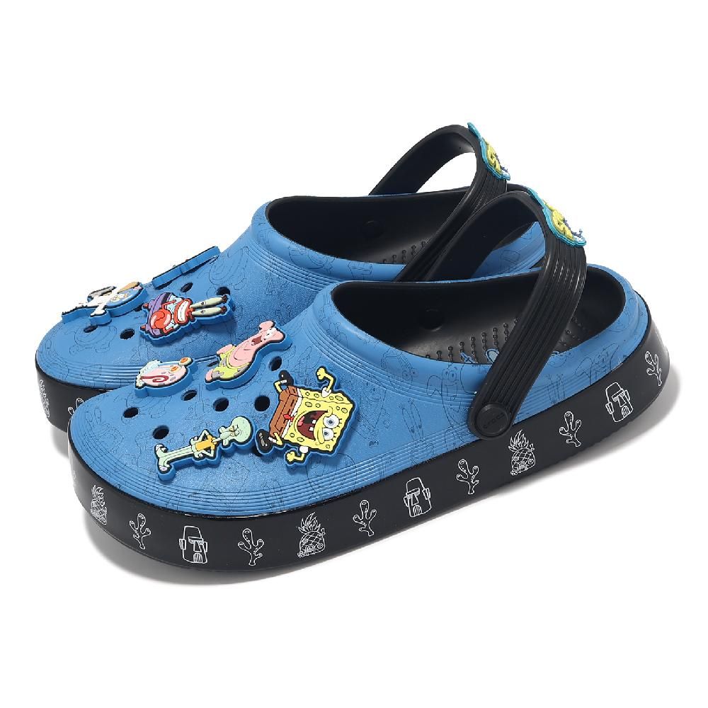 Crocs 卡駱馳   x Spongebob 洞洞鞋 Multi Off Court Clog 男女鞋 藍黑 海綿寶寶聯名 209825001