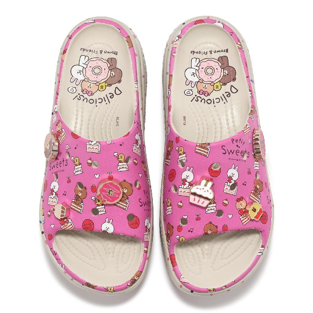 Crocs 卡駱馳   x Line Friends 拖鞋 Stomp Slide 女鞋 雪屋涼拖 聯名 厚底 2098282Y2