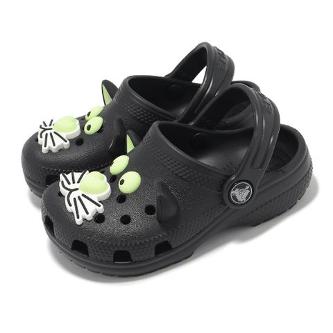 Crocs 卡駱馳 Crocs 卡駱馳 洞洞鞋 Classic Glow Black Cat Clog T 童鞋 小童 夜光黑貓 克駱格 黑 210197001