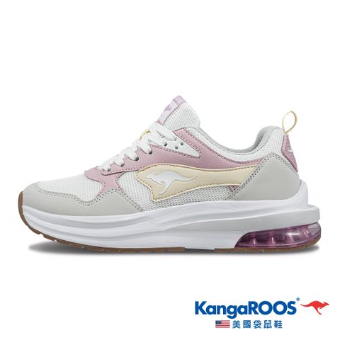 【KangaROOS 美國袋鼠鞋】女 CAPSULE 2 太空科技氣墊跑鞋 運動鞋休閒鞋(米/粉/鵝黃-KW32273)