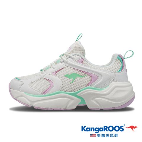 【KangaROOS 美國袋鼠鞋】女 SWING 3 奶霜老爹鞋(白薄荷-KW31785)