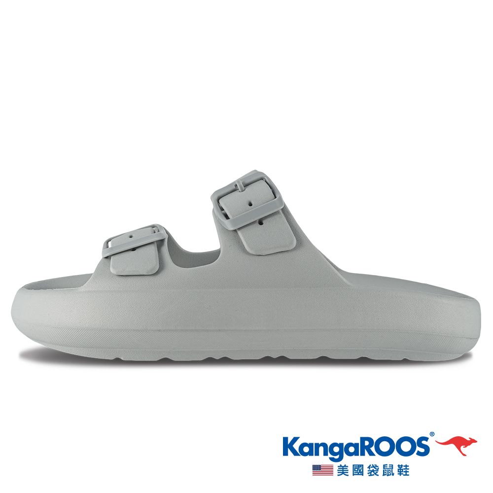 KangaROOS 美國袋鼠鞋 女鞋 PUFFS 泡芙柔底拖鞋 拖鞋 涼鞋 (灰-KW32258)