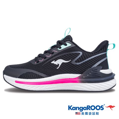 KangaROOS 美國袋鼠鞋 女 RUN DASH 科技機能跑鞋 支撐穩定 輕量透氣 (黑粉-KW41190)