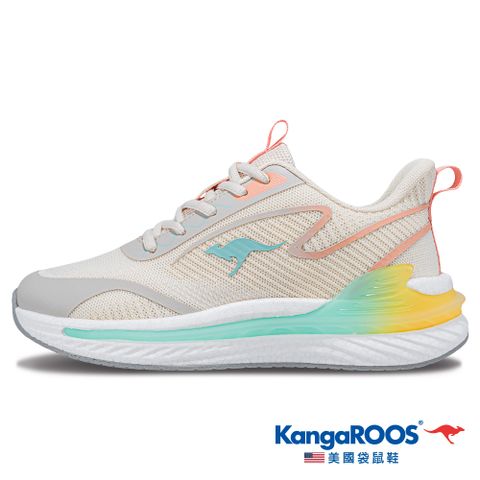 KangaROOS 美國袋鼠鞋 女 RUN DASH 科技機能跑鞋 支撐穩定 輕量透氣 (米黃綠-KW41191)