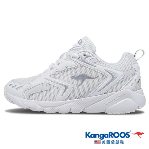 【KangaROOS 美國袋鼠鞋】女鞋 BLEND 2 復古跑鞋 透氣吸濕 復古風格(白銀-KW41529)