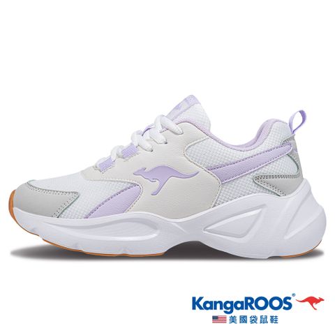 【KangaROOS 美國袋鼠鞋】女鞋 SIENA 潮流運動 幾何系奶霜鞋 老爹鞋 (白/紫-KW41233)