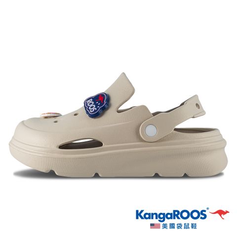 【KangaROOS 美國袋鼠鞋】女鞋 ROO CLOG 厚底洞洞鞋 厚底增高 防水散熱 (奶茶-KW41711)