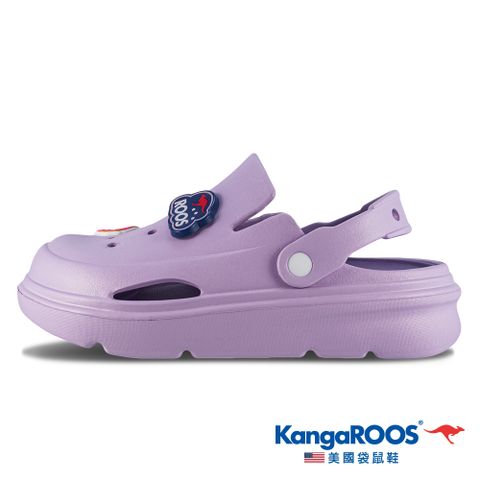 【KangaROOS 美國袋鼠鞋】女鞋 ROO CLOG 厚底洞洞鞋 厚底增高 防水散熱 (紫-KW41717)