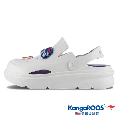 【KangaROOS 美國袋鼠鞋】女鞋 ROO CLOG 厚底洞洞鞋 厚底增高 防水散熱 (白-KW41719)