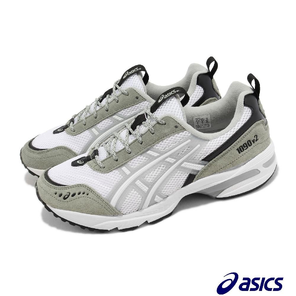 Asics 休閒鞋GEL-1090 V2 男鞋女鞋白綠灰復古慢跑鞋網布麂皮亞瑟膠亞瑟