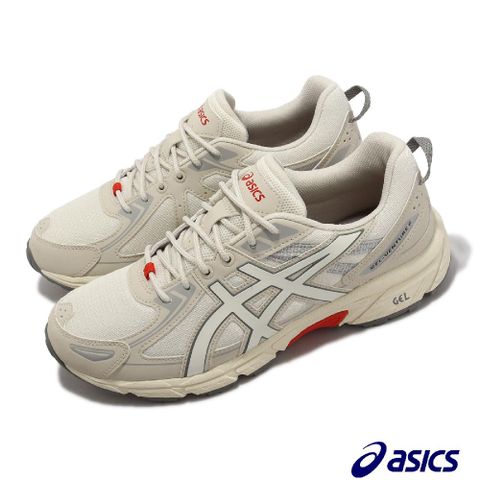 Asics 亞瑟士 慢跑鞋 GEL-Venture 6 男鞋 米白 紅 越野 健行 路跑 多功能 運動鞋 1203A297101