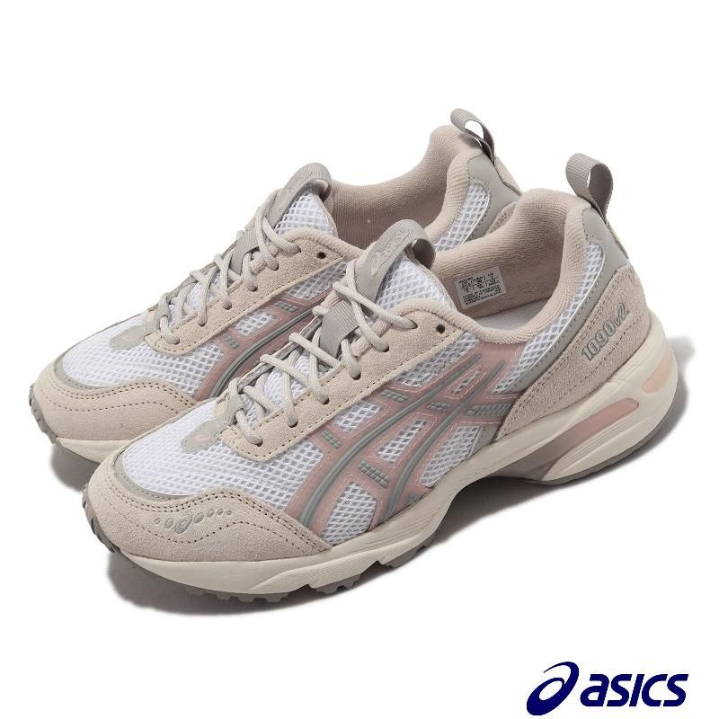 Asics 亞瑟士休閒鞋GEL-1090 V2 女鞋白米白藕粉復刻緩震運動鞋