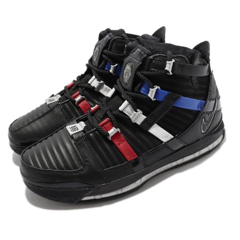 NIKE 耐吉 籃球鞋 Zoom LeBron III QS 黑 紅 藍 男鞋 LBJ BBZ 理髮店 氣墊 碳板 DO9354-001