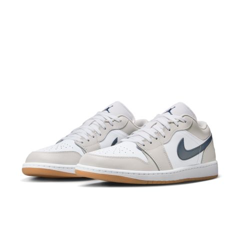 【NIKE】AIR JORDAN 1 LOW 男鞋 籃球鞋 米白 藍 喬丹-553558146
