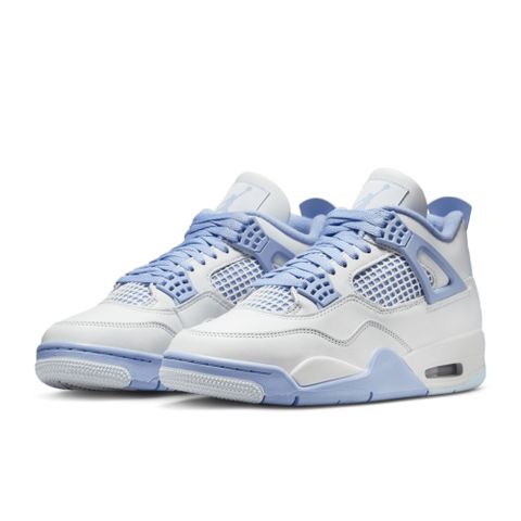 【NIKE】WMNS AIR JORDAN 4 RETRO 女鞋 籃球鞋 白藍色 花朵-HV0823100