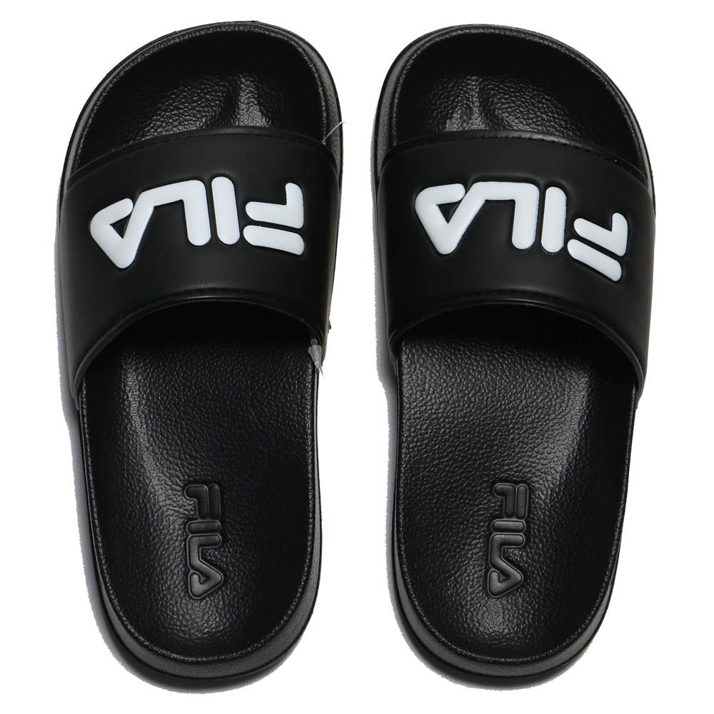 Fila  拖鞋 童鞋 膠拖 黑 白LOGO 防水 中童 大童 2S435W001