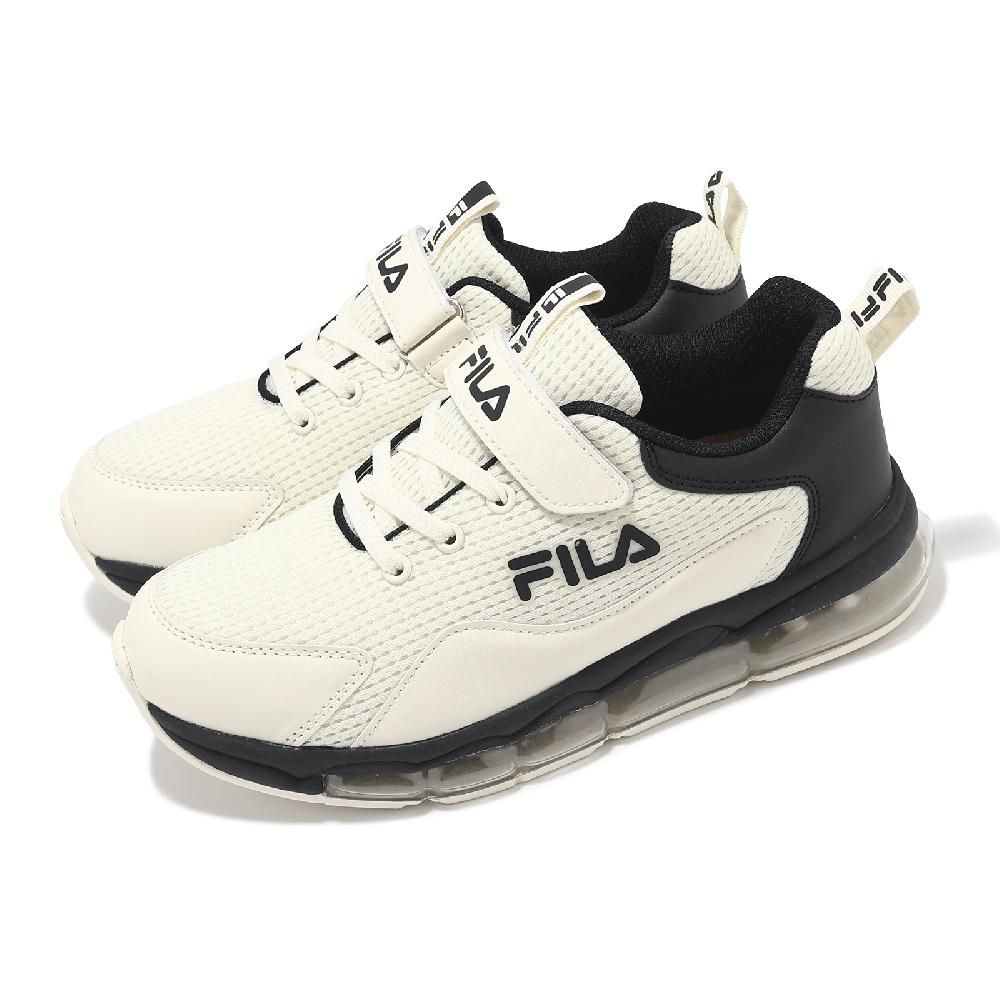 Fila  斐樂 休閒鞋 J825Y 中童 白 黑 小朋友 魔鬼氈 拼接 緩衝 運動鞋 3J825Y700