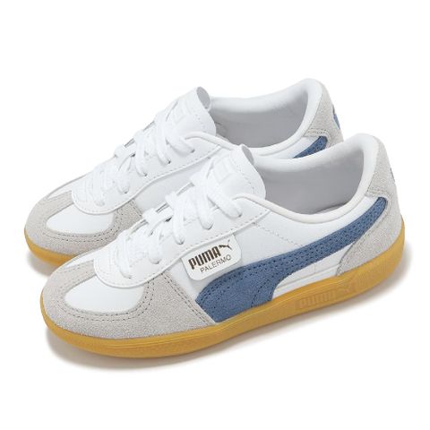 PUMA 彪馬 休閒鞋 Palermo Lth PS 中童 白 藍 膠底 復古 麂皮 小朋友 德訓鞋 39727604