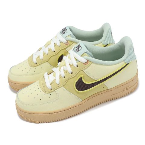 NIKE 耐吉 休閒鞋 Air Force 1 LV8 GS 大童 女鞋 AF1 米白 棕 燈芯絨 HQ3473-122