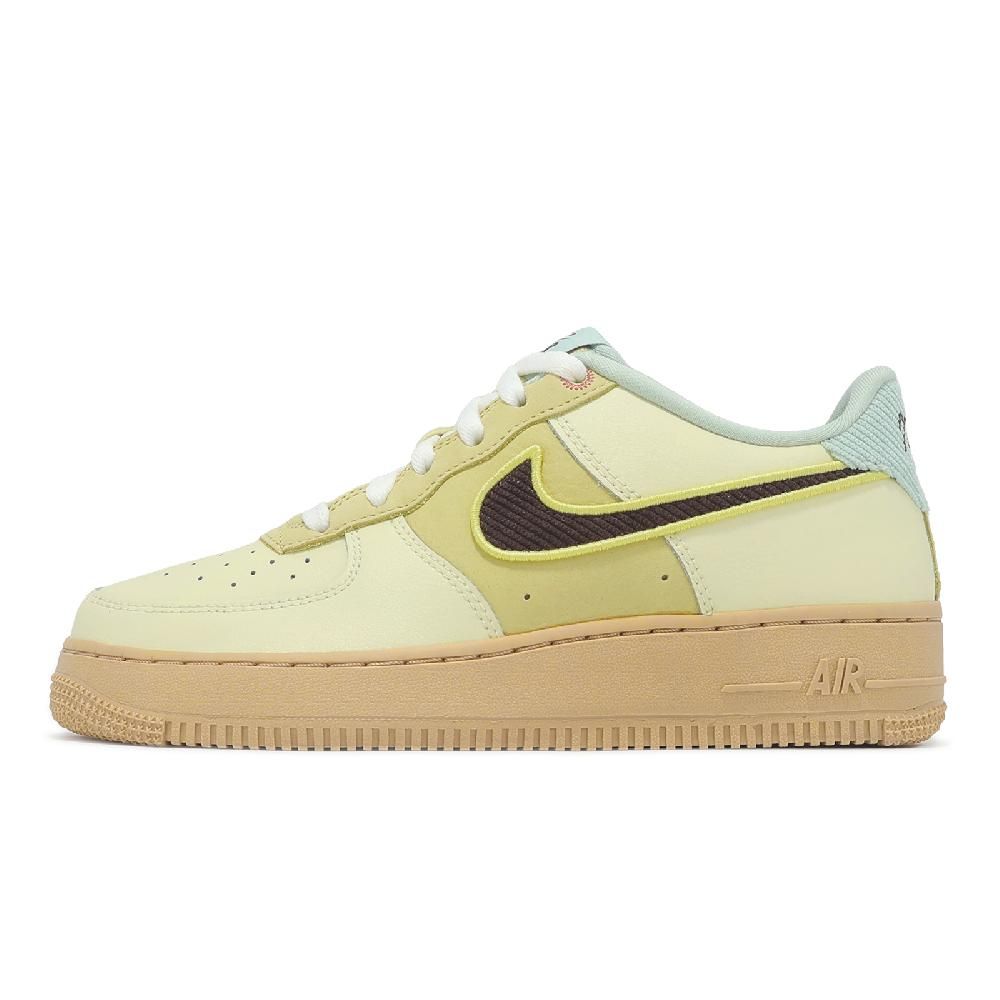 NIKE 耐吉 休閒鞋 Air Force 1 LV8 GS 大童 女鞋 AF1 米白 棕 燈芯絨 HQ3473-122