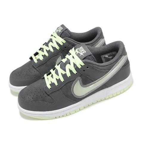 NIKE 耐吉 休閒鞋 Dunk Low BG 大童 女鞋 灰 螢光綠 皮革 經典 夜光 HQ3569-068