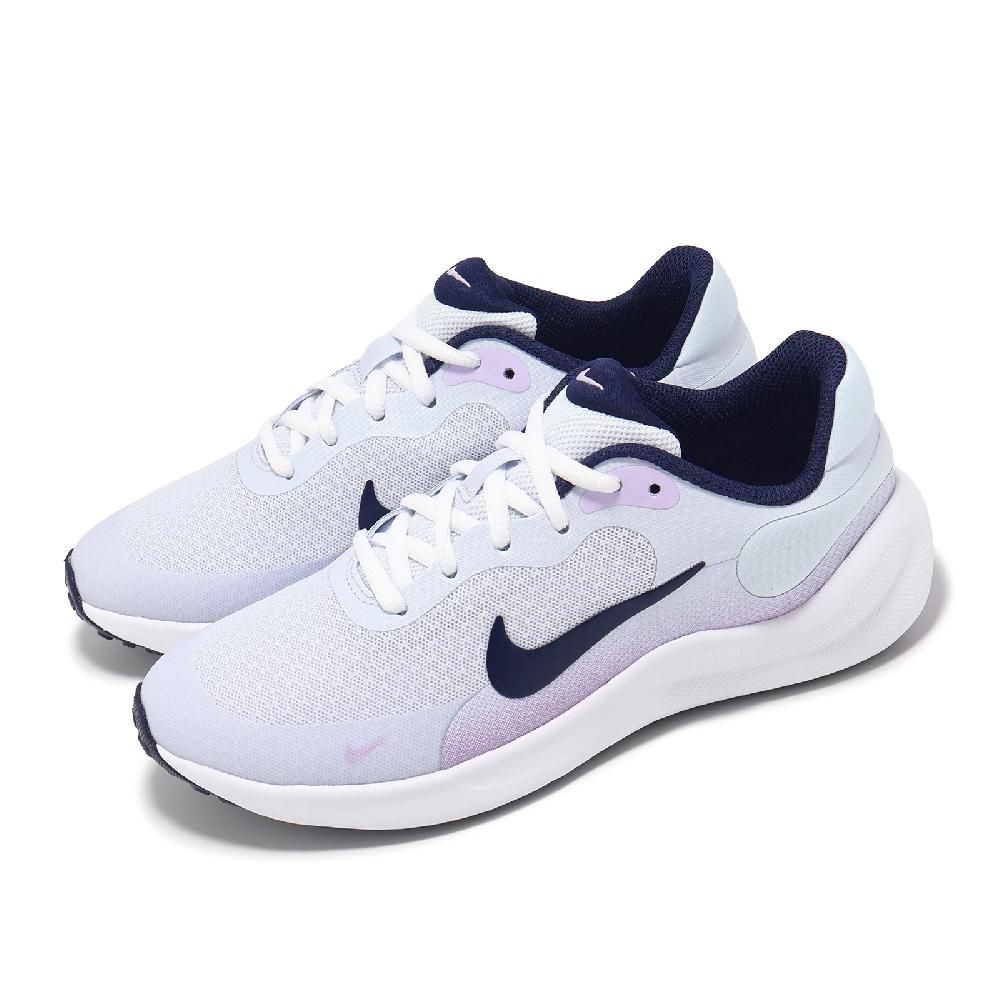 NIKE 耐吉 慢跑鞋 Revolution 7 GS 大童 女鞋 灰 紫 透氣 緩震 輕量 運動鞋 FB7689-004