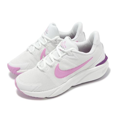 NIKE 耐吉 慢跑鞋 Star Runner 4 GS 大童 女鞋 白 紫 緩衝 止滑 運動鞋 DX7615-103