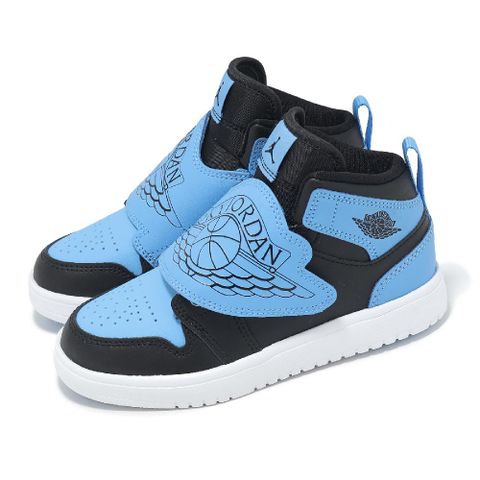 NIKE 耐吉 童鞋 Sky Jordan 1 PS 中童 藍 黑 魔鬼氈 小朋友 喬丹 休閒鞋 BQ7197-041