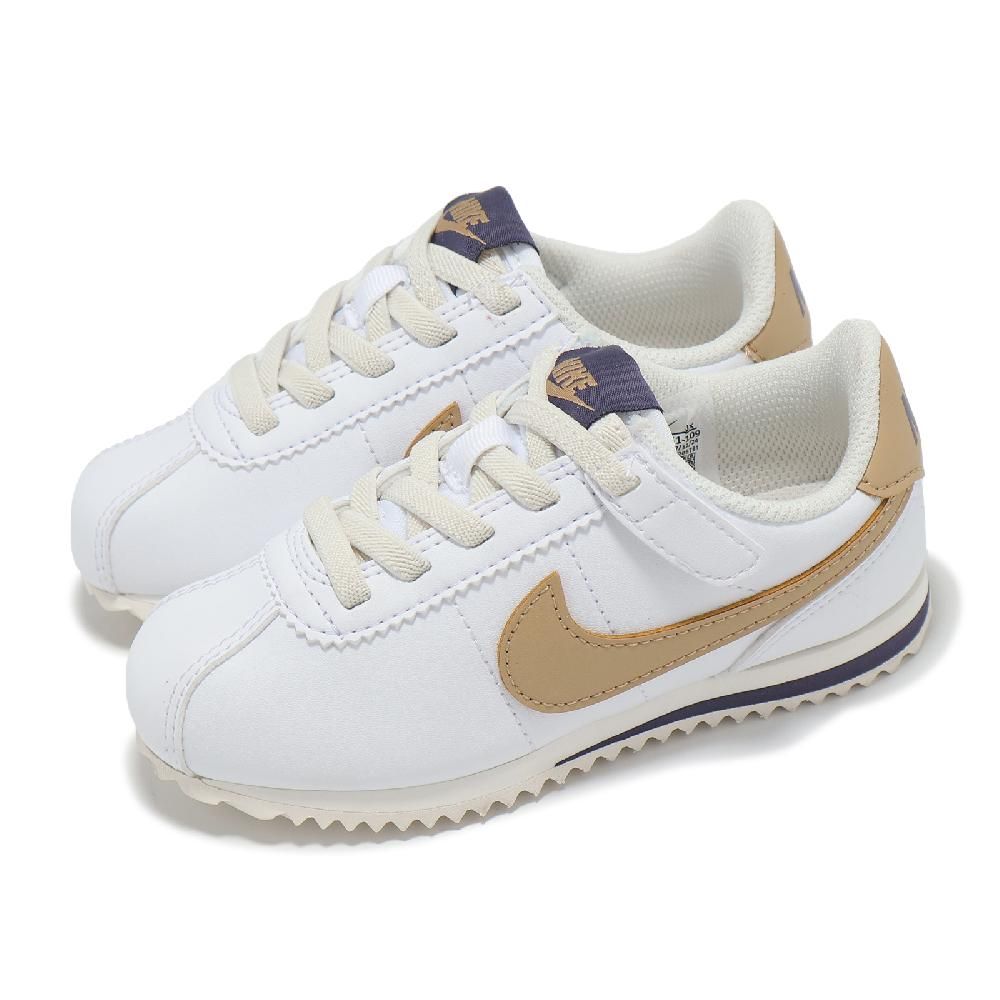 NIKE 耐吉 童鞋 Cortez Easyon PS 中童 白 奶茶色 阿甘鞋 親子鞋 魔鬼氈 休閒鞋 DM0951-109