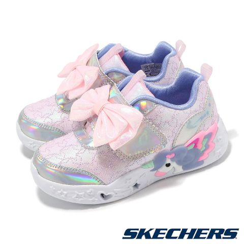 SKECHERS 兒童燈鞋 S Lights-Unicorn Charmer 小童 粉 魔鬼氈 休閒鞋 蝴蝶結 302680NLTPK