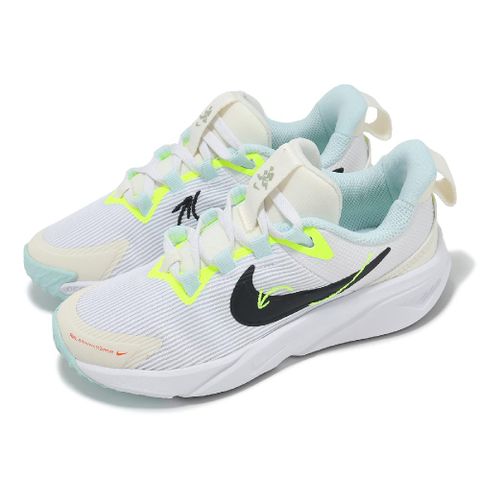 NIKE 耐吉 童鞋 Star Runner 4 NN PS 中童 白 黑 螢光綠 運動鞋 HQ3470-101