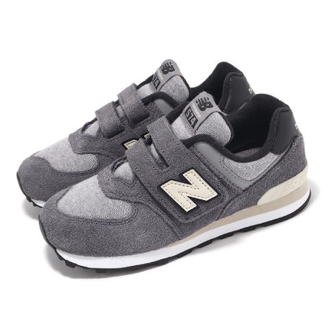 New Balance 紐巴倫 童鞋 574 寬楦 磁石灰 砂岩 中童 小朋友 運動鞋 休閒鞋 魔鬼氈 復古 NB PV574LGG-W