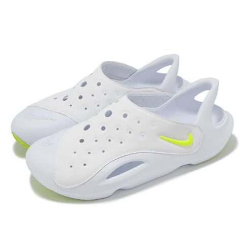 NIKE 耐吉 涼鞋 Aqua Swoosh GS 白 螢光黃 大童 女鞋 透氣 快乾 套入式 FV6363-100