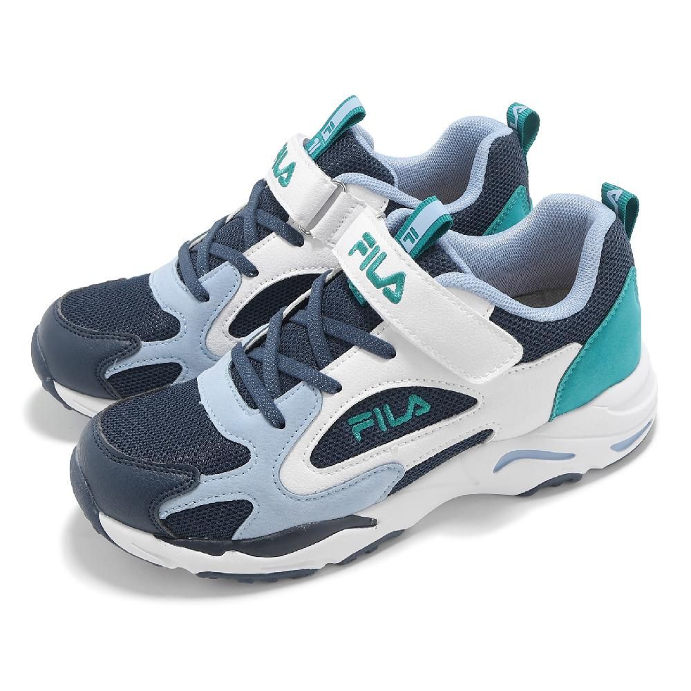 Fila 慢跑鞋 J423Z 中大童 女鞋 藍 童鞋 魔鬼氈 運動鞋 3J423Z316