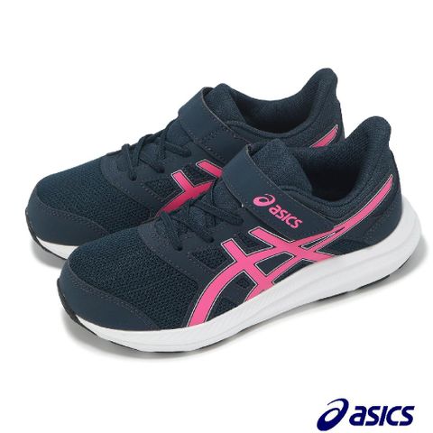Asics 亞瑟士 慢跑鞋 Jolt 4 PS 中童 深藍 粉 魔鬼氈 緩衝 小朋友 運動鞋 1014A299402