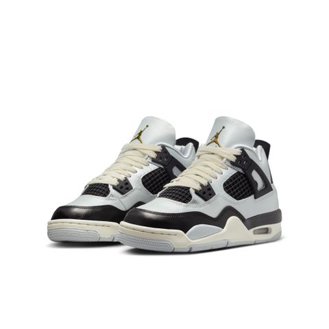 NIKE 耐吉 AIR JORDAN 4 RETRO GS 中大童 籃球鞋 大童鞋 女鞋 喬丹 AJ4 白黑色-FZ8585070