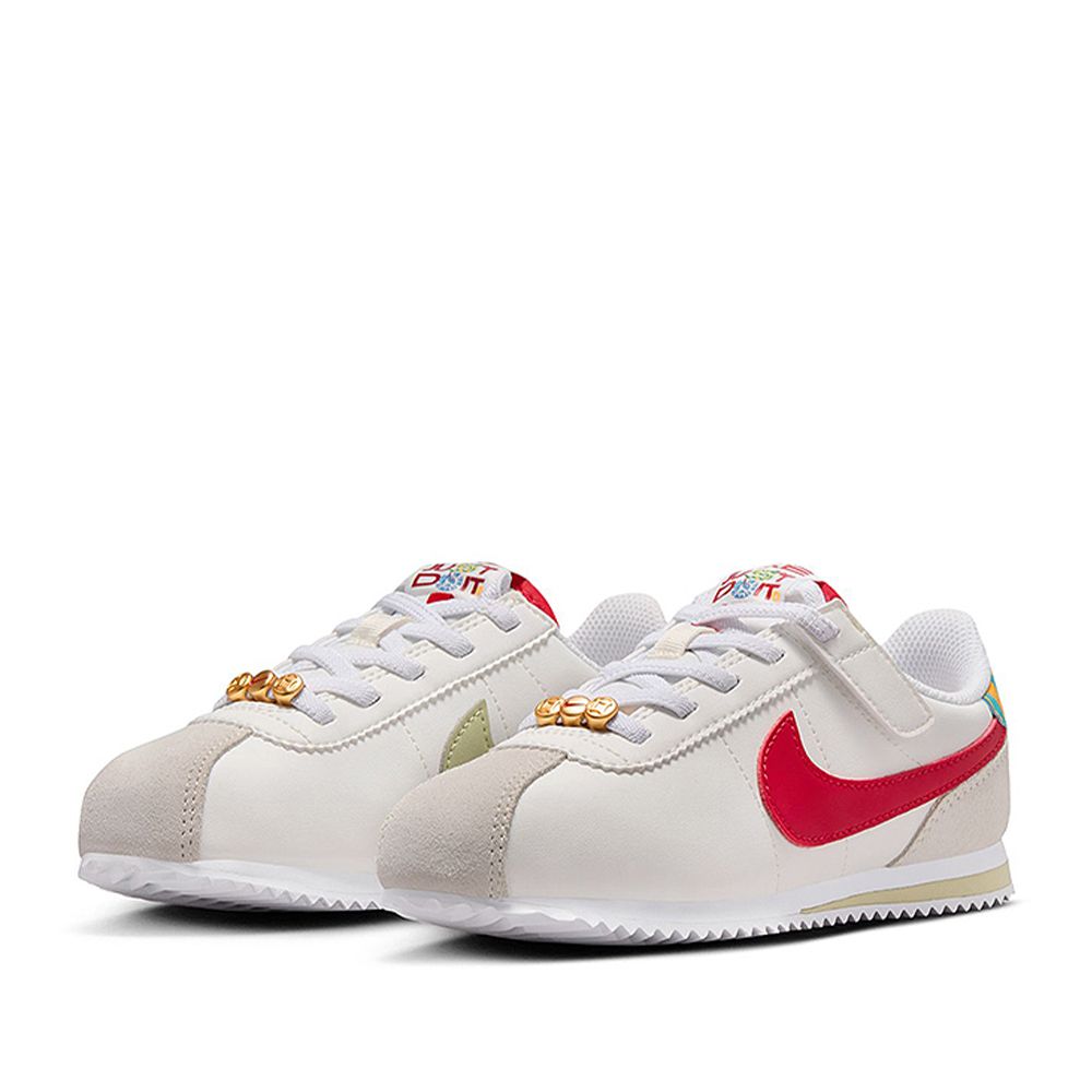 NIKE 耐吉 NIKE KIDS CORTEZ EASYON PSV 中大童 休閒鞋 白色 紅 金 阿甘鞋 CNY 蛇年-HV6005161