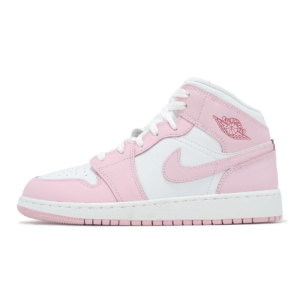 NIKE 耐吉 休閒鞋 Air Jordan 1 Mid GS 大童 女鞋 粉紅 白 AJ1 一代 中筒 DQ8423-608