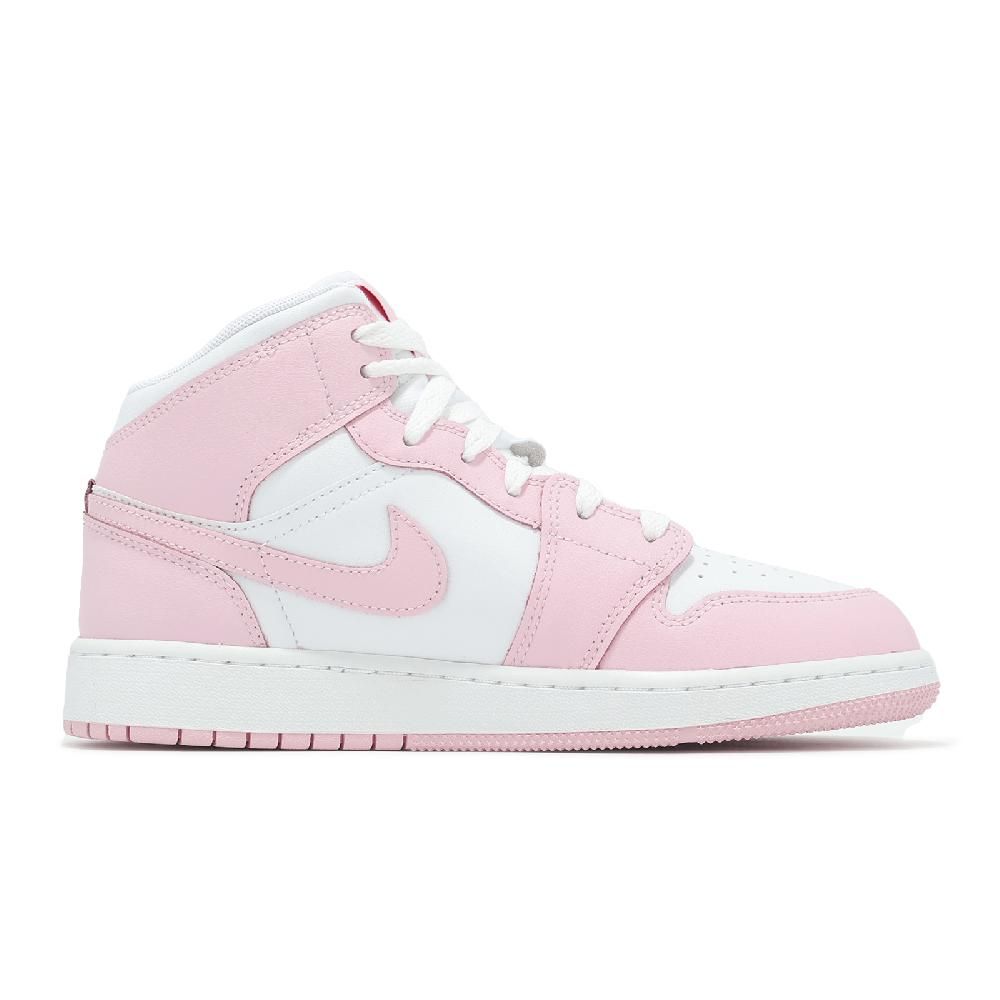 NIKE 耐吉 休閒鞋 Air Jordan 1 Mid GS 大童 女鞋 粉紅 白 AJ1 一代 中筒 DQ8423-608