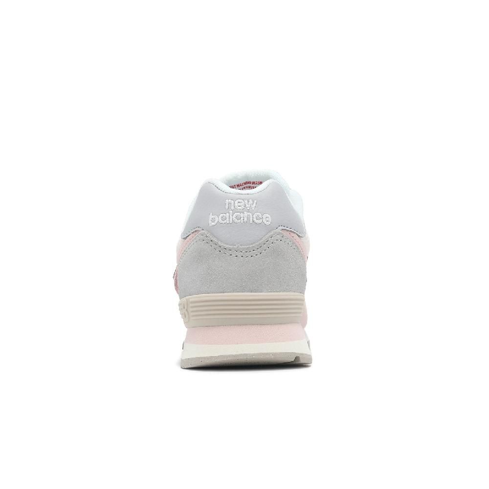 New Balance 紐巴倫 休閒鞋 574 中童 寬楦 粉 灰 魔鬼氈 小朋友 麂皮 拼接 經典 NB PV574BKM-W