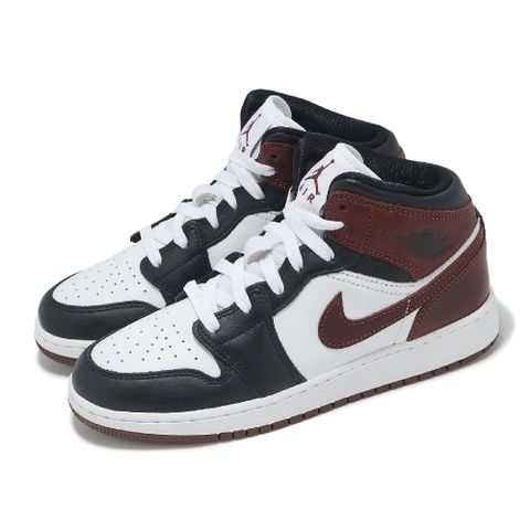 NIKE 耐吉 休閒鞋 Air Jordan 1 Mid SE GS 大童 女鞋 黑 酒紅 紅棕 AJ1 中筒 HF3193-102