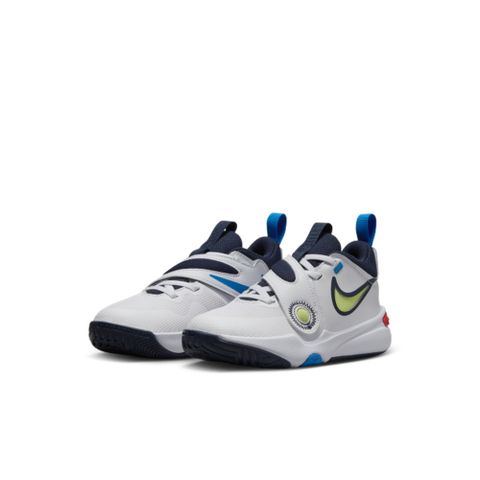 NIKE 耐吉 TEAM HUSTLE D 11 PS 童鞋 中大童 籃球鞋 皮革 白藍黑-DV8994105