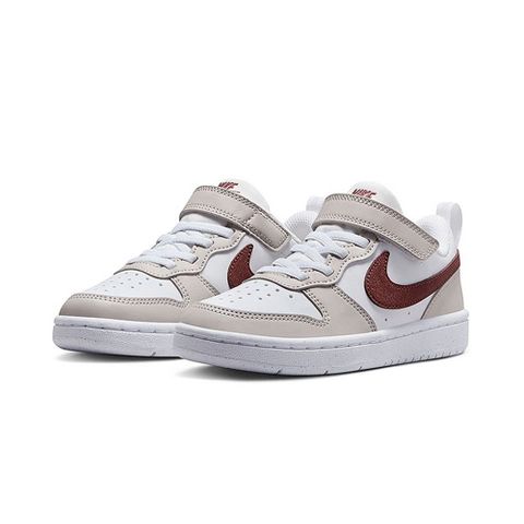 NIKE 耐吉 COURT BOROUGH RECRAFT HF PS 童鞋 中大童 休閒鞋 魔鬼氈 奶茶 紅白-FZ4522100
