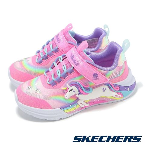 SKECHERS 斯凱奇 燈鞋 S Lights-Unicorn Chaser 大童 粉 獨角獸 閃燈 發光 休閒鞋 童鞋 302298LPKMT